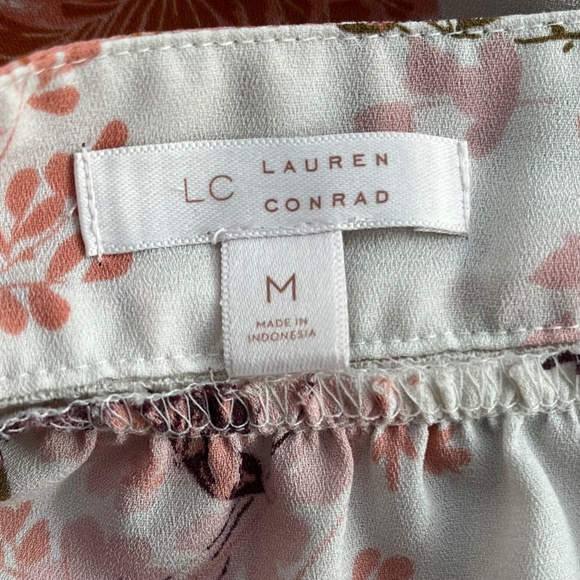 Lauren Conrad Floral Peasant Blouse Square Neck Top Medium - Picture 5 of 6